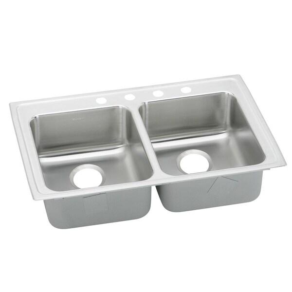 Lustertone Stainless Steel 33 X 19-1/2 X 4 Equal Double Bowl Top Mount Ada Sink